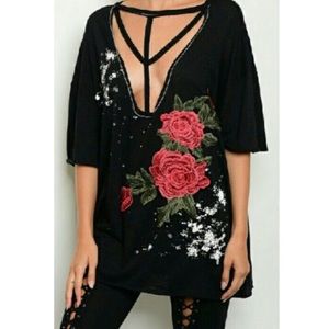 Black embroidered tunic